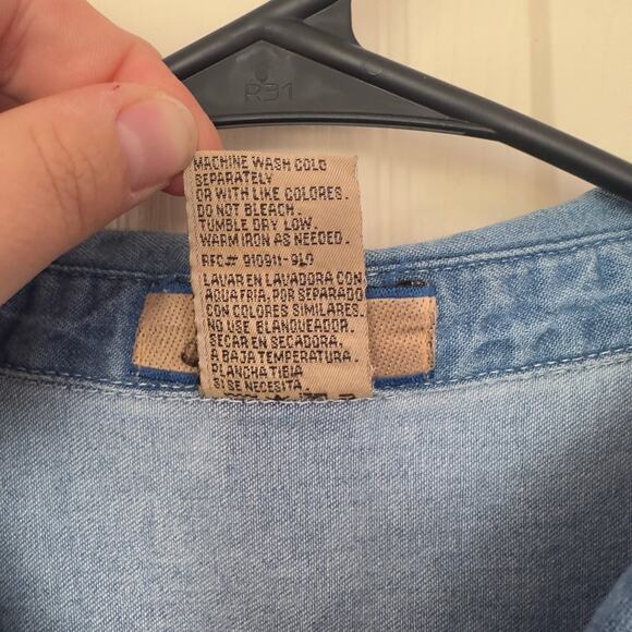 Vintage Just My Size Denim Button Down Shirt Size 18W/20W Embroidery Grandmacore - Picture 5 of 10